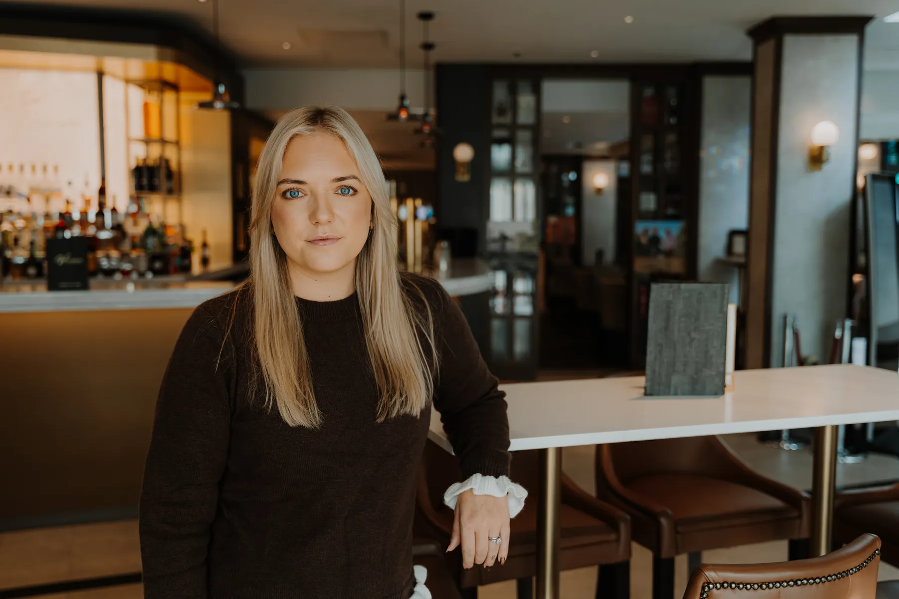 Emma between sessions in the hotel bar